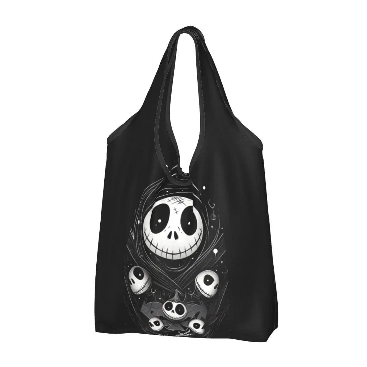 

Custom The Nightmare Before Christmas Grocery Tote Shopping Bag Jack Skellington Shopper Shoulder Bags Large Capacity Handbag