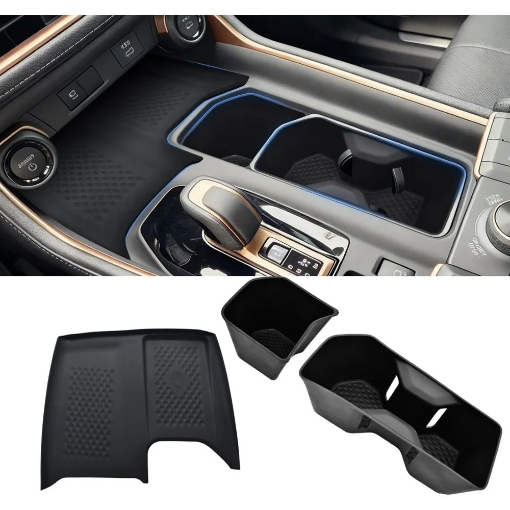 

Anti-Slip Cup Holder Insert and Wireless Charging Mat Set for Grand Highlander 2024 2025 2026 Black