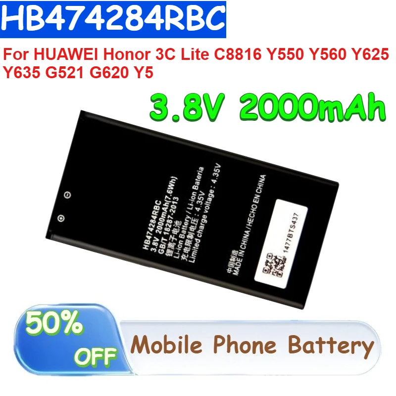 

2 pcs HB474284RBC 2000mAh Li-ion Battery for HUAWEI Honor 3C Lite C8816 Y550 Y560 Y625 Y635 G521 G620 Y5 Mobile Phone Batteries