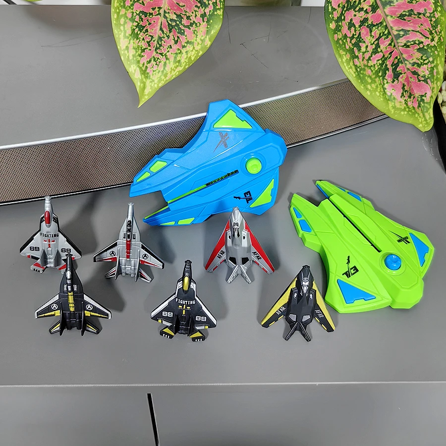 

Детский набор игрушечных самолетов-катапульт, синий+синяя пусковая установка+6 истребителей, интерактивные игрушки для родителей и детей для игр в помещении и на улице.