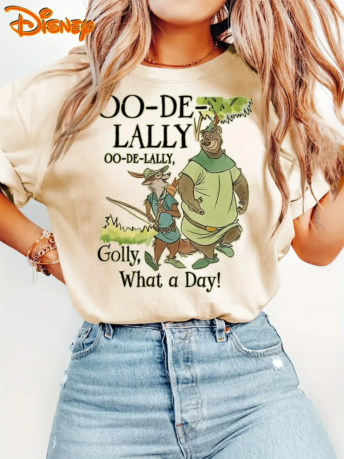 

Disney Robinson Women's Hooded T-shirt Short Sleeve - Retro "Oo De Lally"&Men's and Women's Fashion Casual