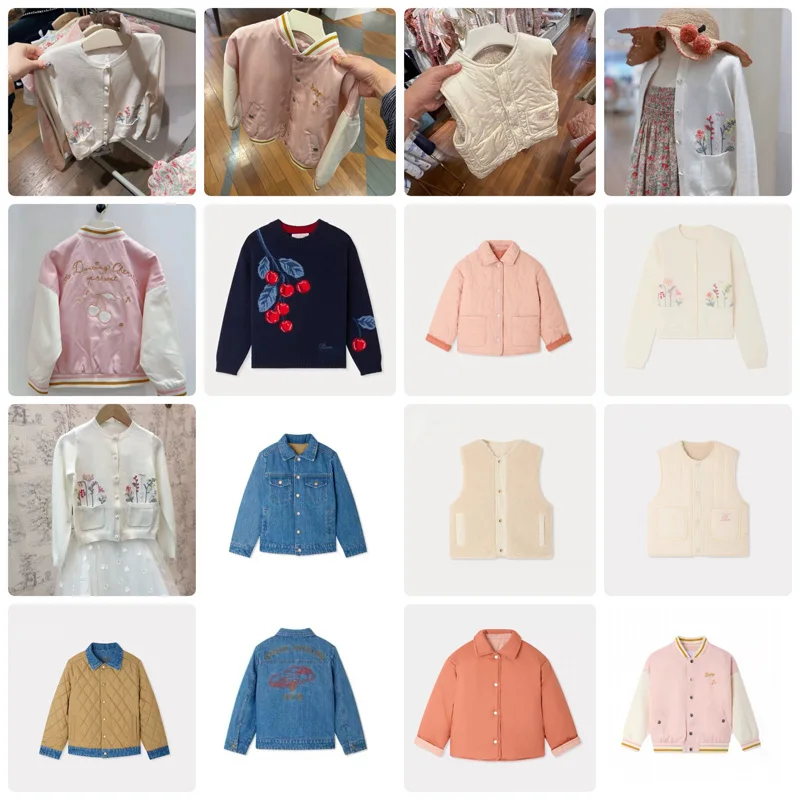 Pre-sale 2026 BP NEW Autumn Girls Sweaters Handmade Heavy Cardigan Boys Embroidered Denim Jackets Winter Coat Children's Sets