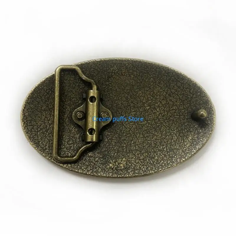 50LE Tree Pattern Oval Buckle Waistband Metal Carved Buckle Western Belt Decoration