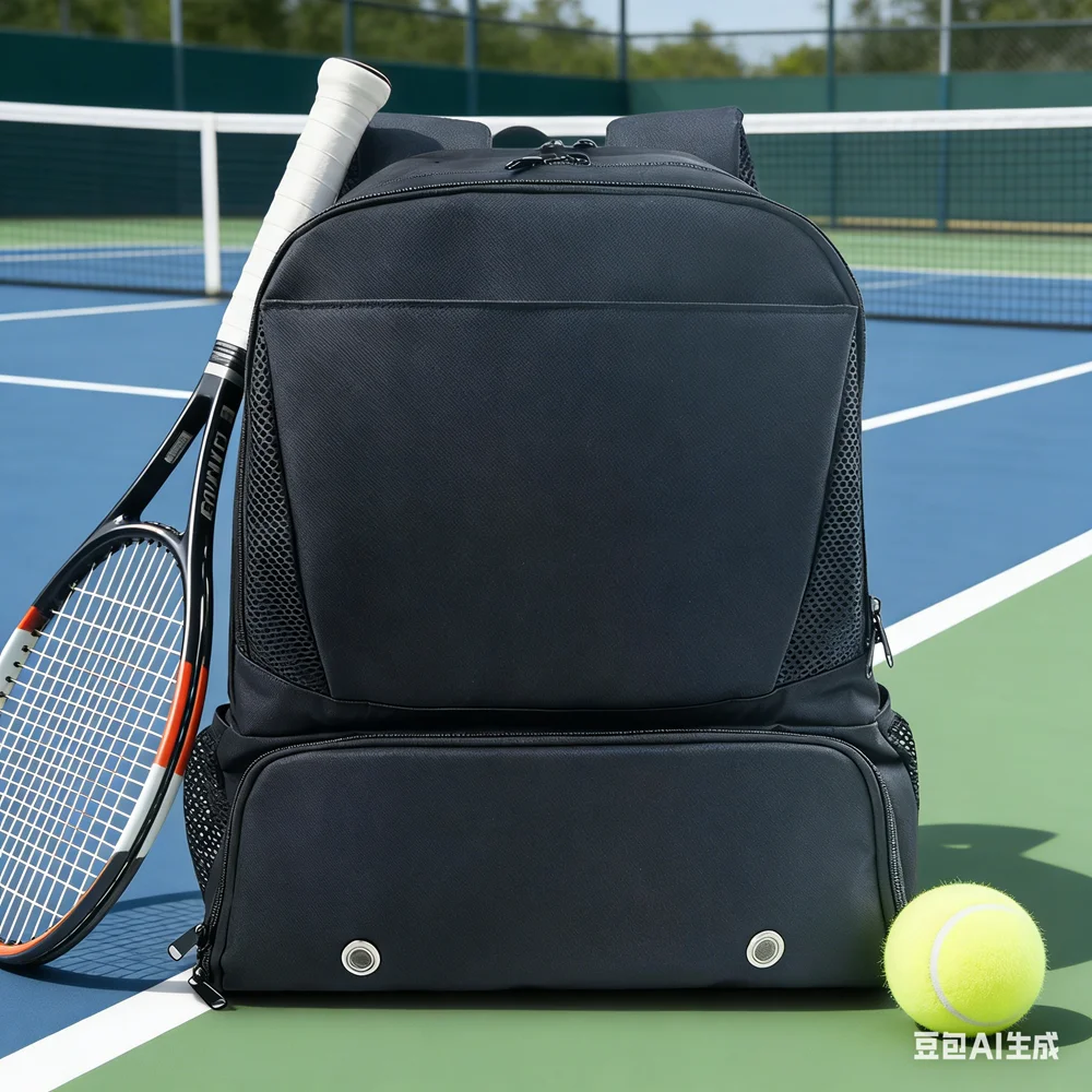 

Спортивный рюкзак для бадминтона и тенниса, большой вместимости, с отделением для мокрых и сухих вещей, вмещает 1-2 теннисные ракетки, с карманом для обуви, черный