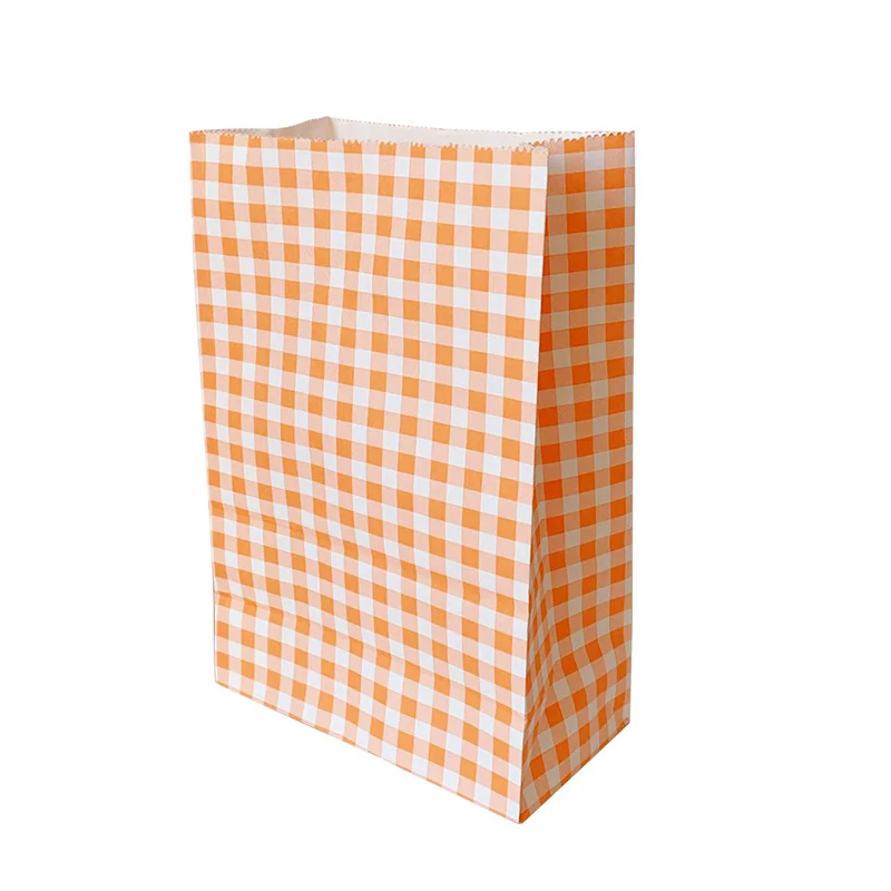 25/50/100pcs Color Checkered Kraft Paper Bags  DIY Gift Bag Standing Paper Bag Birthday Party Graduation Christmas Gift Bags