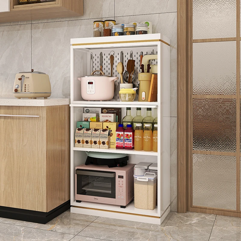 Modern and minimalist integrated wall side cabinet with hole board, light and luxurious tea, floor to ceiling kitche