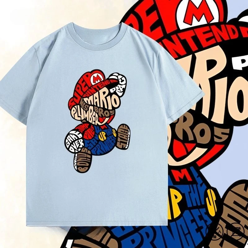 Nintendo Mario Super Kingdom Game Retro Tee Men's Women's Black Cool Graphic Art Print Oversized Short Sleeve Streetwear Top