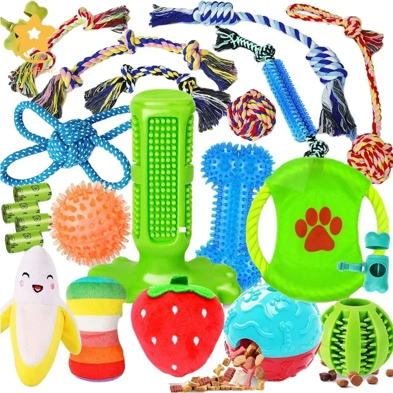 

Puppy Toys 20 Pack Pet Chew Toys For Fun And Teeth Cleaning Include Dog Squeak Plush Dog Toy Set