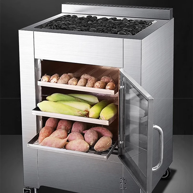 ماكينة بطاطس حلوة محمصة جديدة بالفحم/الغاز، فرن الذرة المحمصة التجارية، موقد البطاطس الحلوة المحمصة وآلة البطاطا الحلوة