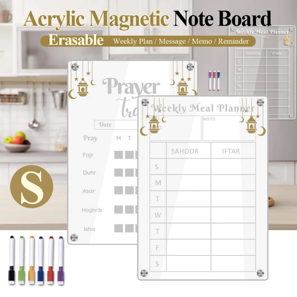 Acrylic Magnetic Calendar Board Planner Memo Board Ramadan Weekly Plan Planning Message Board Erasable Refrigerator Sticker