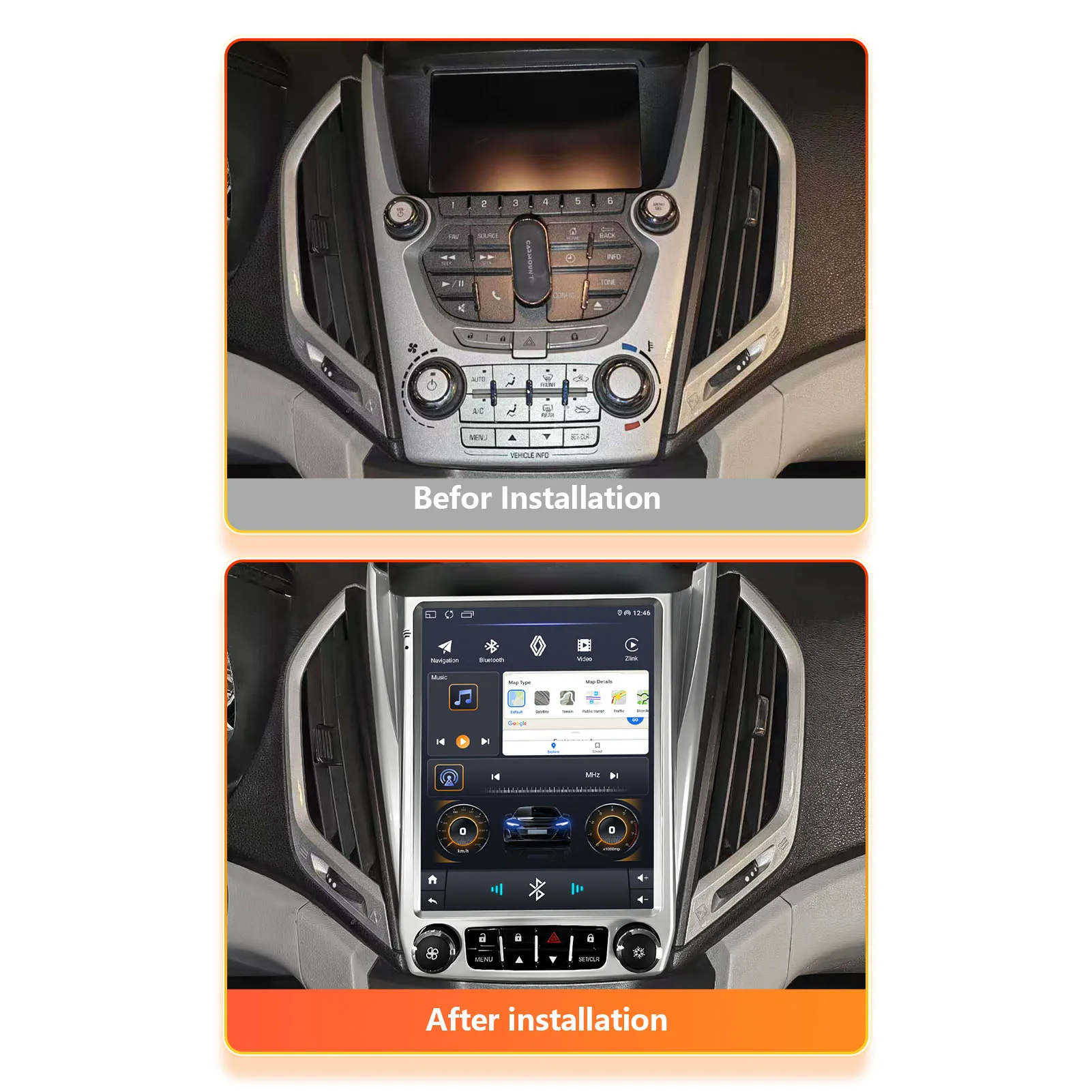 9.7 ''ل 2017-2020 شيفرو ليكوينوكس دعم لاسلكي أندرويد السيارات/Carplay Uttgala مشغل وسائط متعددة نظام تحديد المواقع والملاحة الإطار 4G واي فاي