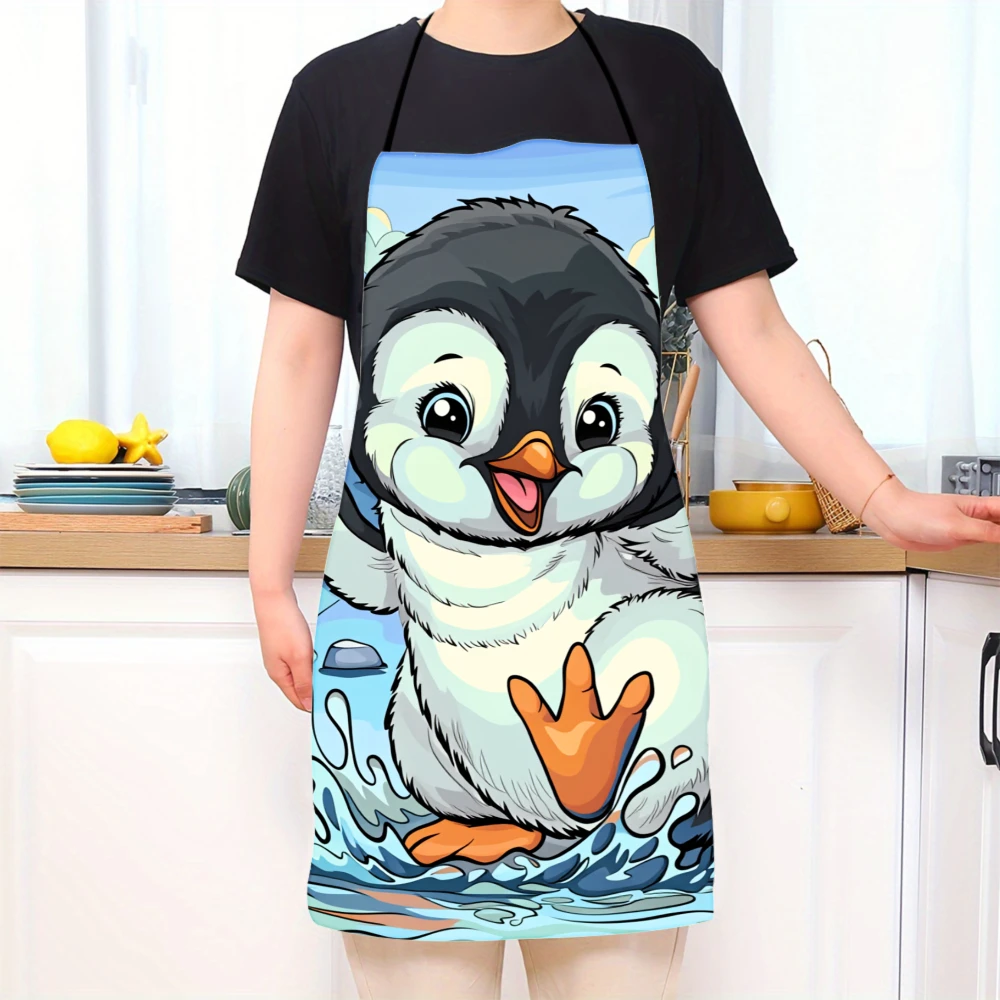 Cute Penguin Baby Apron For Kids And Adults With Adorable Cartoon Design Perfect For Cooking Baking Or Kitchen Activities - view 2