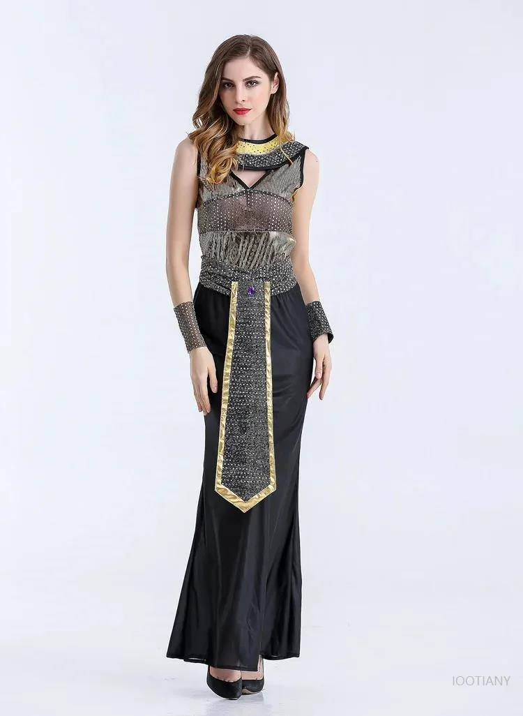 

Halloween Purim Exotic Egyptian Pharaoh Cleopatra Cosplay Costume Day of the Dead Egyptian Mummy Evil Witch Masquerade Dress