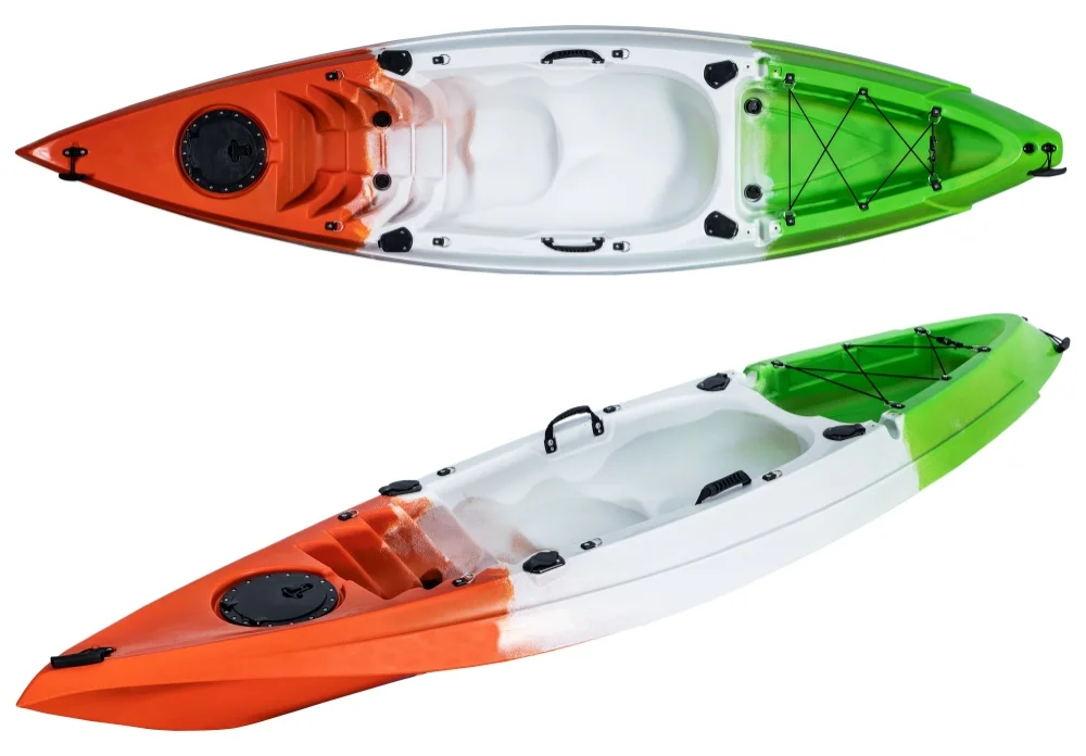 قارب صيد كاياك لشخصين بطول 10 أقدام، قارب تجديف بلاستيكي LLDPE بطول 3.1 متر مع مجداف لبحيرة النهر والترفيه العائلي في الهواء الطلق