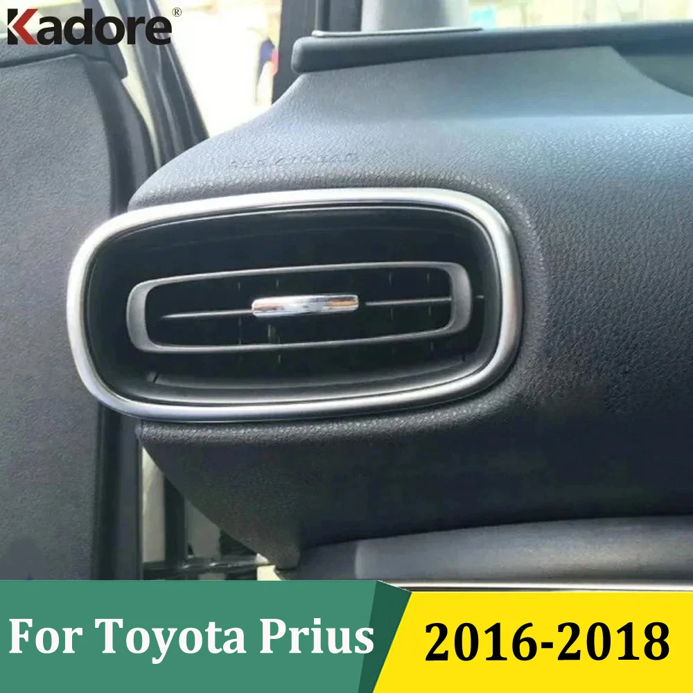 For Toyota Prius 2016 2017 2018 Matte Interior Dashboard Side Air Condition Vent Cover AC Wind Outlet Trims Frame Accessories