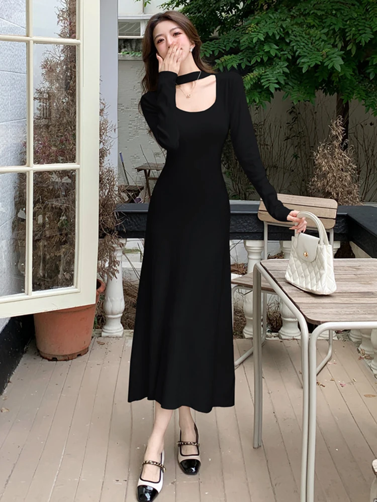 เดรสยาวทรงเข้ารูปสีขาวแบบผูกคอสำหรับผู้หญิง ดีไซน์เรียบหรู สวมใส่ได้ทุกวัน ลำลอง ออกงาน หรือไปทำงาน