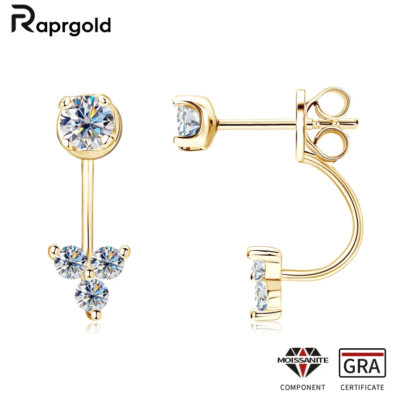 

RAPRGOLD 2025 модные сертифицированные серьги-гвоздики с муассанитом для женщин, изысканные серьги из стерлингового серебра 925 пробы, ювелирные изделия, подарки Pendientes