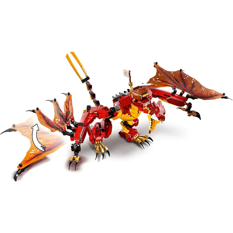 560 Piece Bricks Fire Dragon Set Model Building Blocks Educational Toys For Kids Boy Birthday Gift