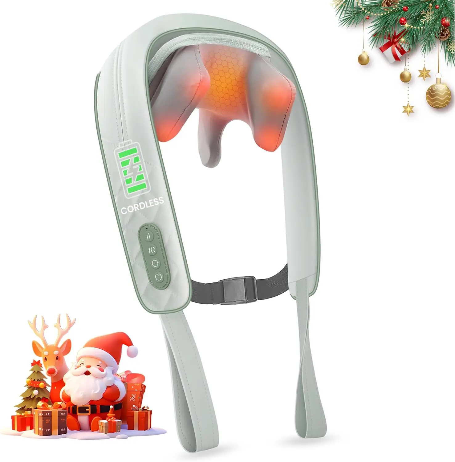 

Массажер для шеи и плеч 4D с функцией разминания, подогревом, глубоким воздействием, регулируемыми настройками, беспроводной конструкцией