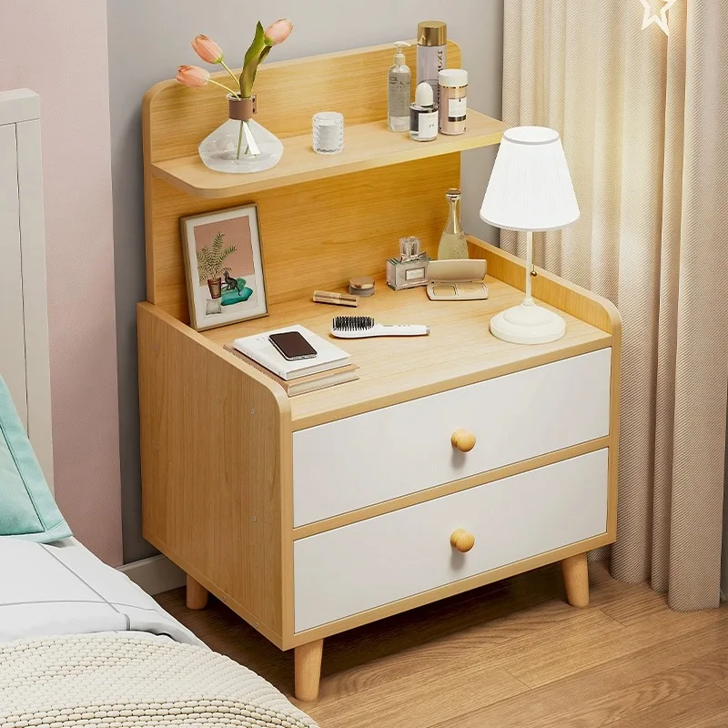 Bedside cabinet, bedroom, small apartment, bedside storage integrated storage  movable bedside rack