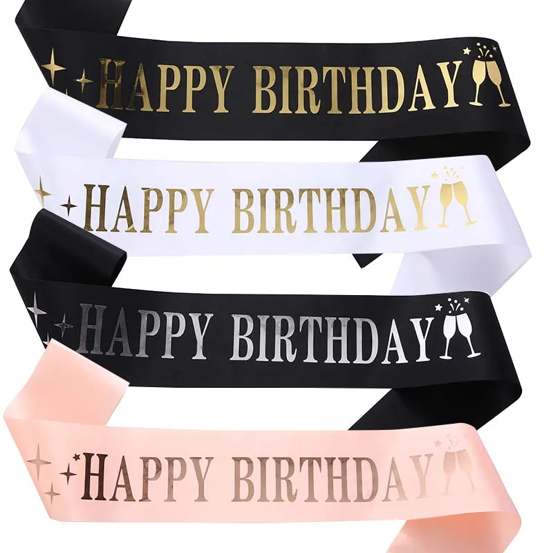 

Boys Black Birthday Sash Happy Birthday Sashes Kids Satin Belts Men Birthday Star Scarf for Boy Anniversary Party Decoration