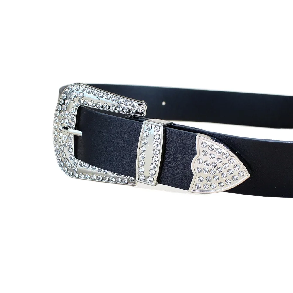 All-match PU Leather Rhinestone Belt Y2K Pin Buckle Women Belt Street Styles Alloy Jeans Waistband Cool Girls