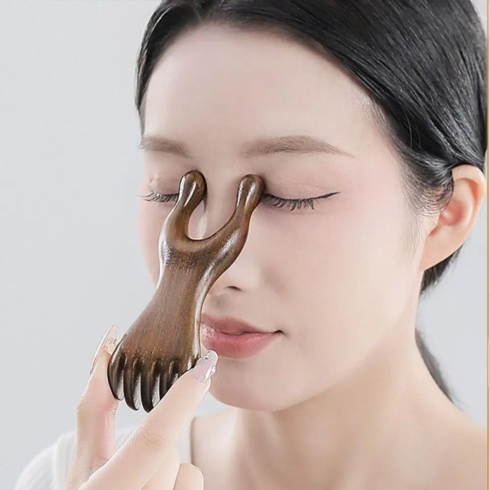 

Массажная расческа из сандалового дерева, портативный лифтинг для лица, массажер для носа, снимает ринит, способствует кровообращению, инструменты для массажа лица