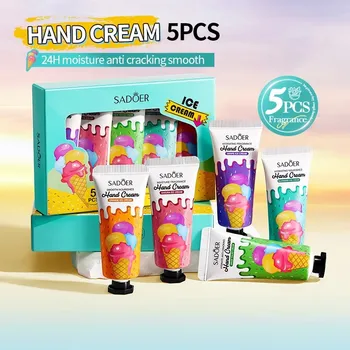 Ice Cream Hand Cream 5pcs/set Moisturizing Anti-Dry Hand Lotion Sets Hands Skin Care…