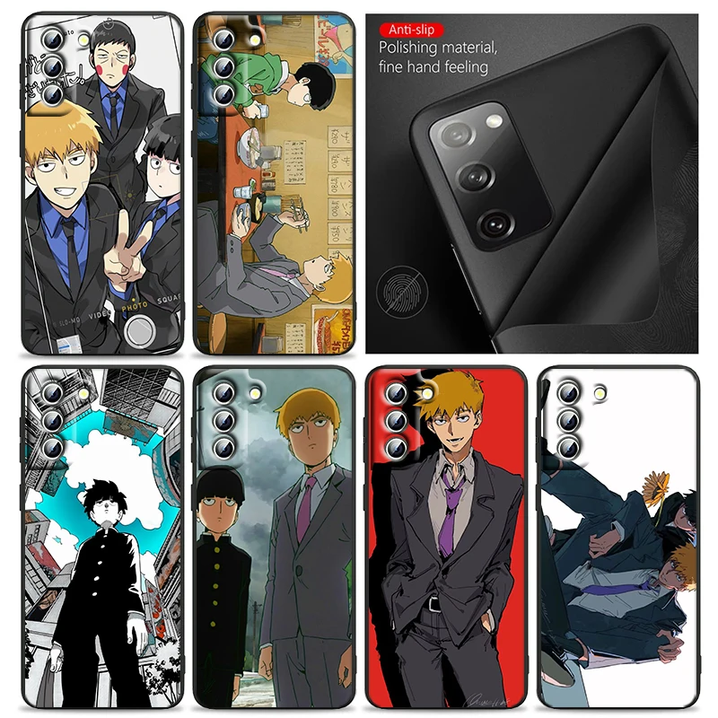 Anime Mob Psycho 100 Phone Case For Samsung S24 S23 S22 S21 S20 FE S10 S10e Ultra Plus Lite Black Soft Cover