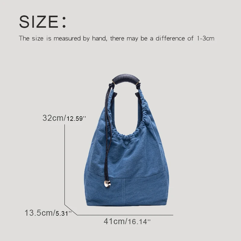 Catwalk Large Capacity Garbage Denim Pleated Tote Bags For Women Luxury Designer Handbags And Purses 2024 New In Cloth Shoulder