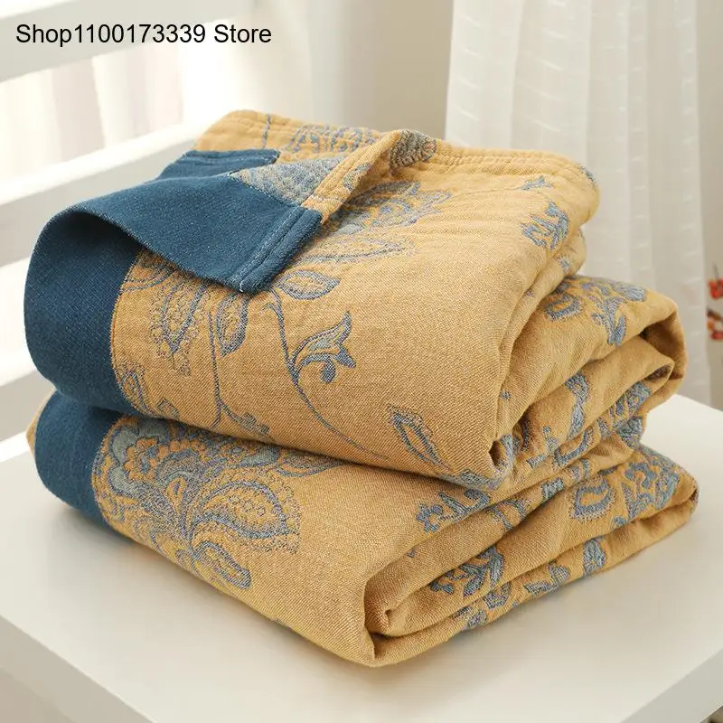 Cotton Five Layer Gauze Towel Covered with Summer Air-Conditioning Nap Blanket Breathable Skin Friendly Bed Cover Sofa