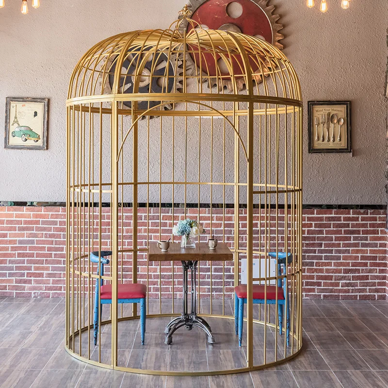 Iron Art Bird Cage Large Restaurant Decoration Large Bird Cage Decoration Hot Pot Shop Card Seat Outdoor Large Bird Cage