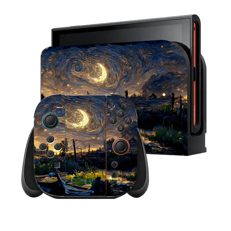 Oil painting of the starry sky world Pattern switch game console skin protection film