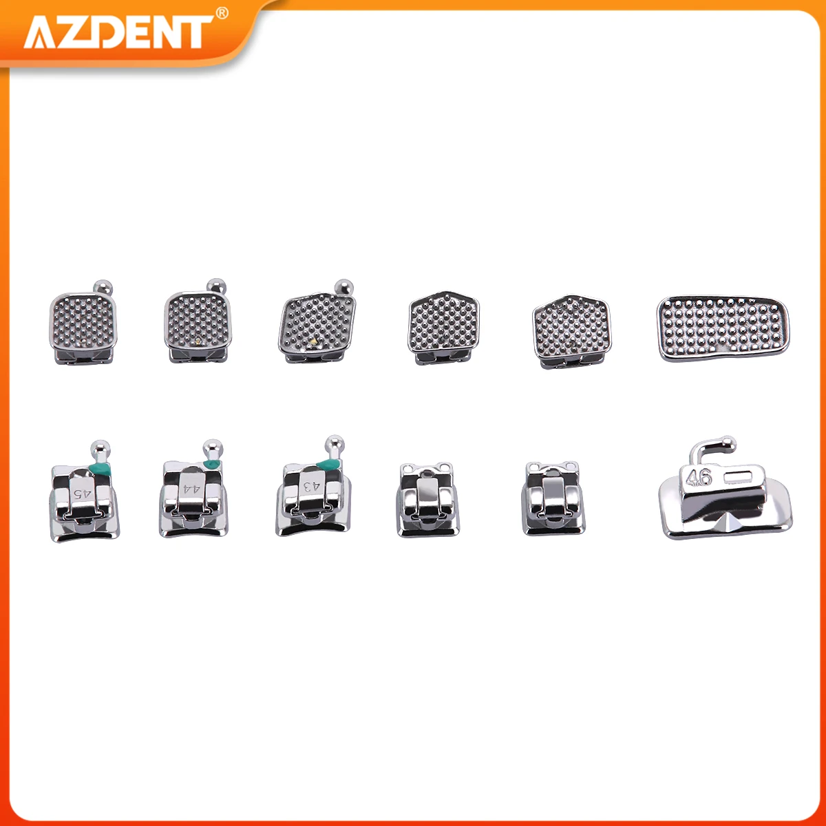 3Boxes Dental Orthodontic Brackets AZDENT Self-Ligating Braces Mini Roth/MBT 0.022 Hooks 3 4 5 & Buccal Tubes MIM Monoblock Base