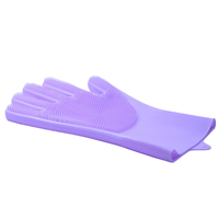 1 Pair Dishwashing Gloves with Scrubber Dish Cup Food Washing Hand Scrub Mitts Tools Laundry Room Toilet Car  Purple