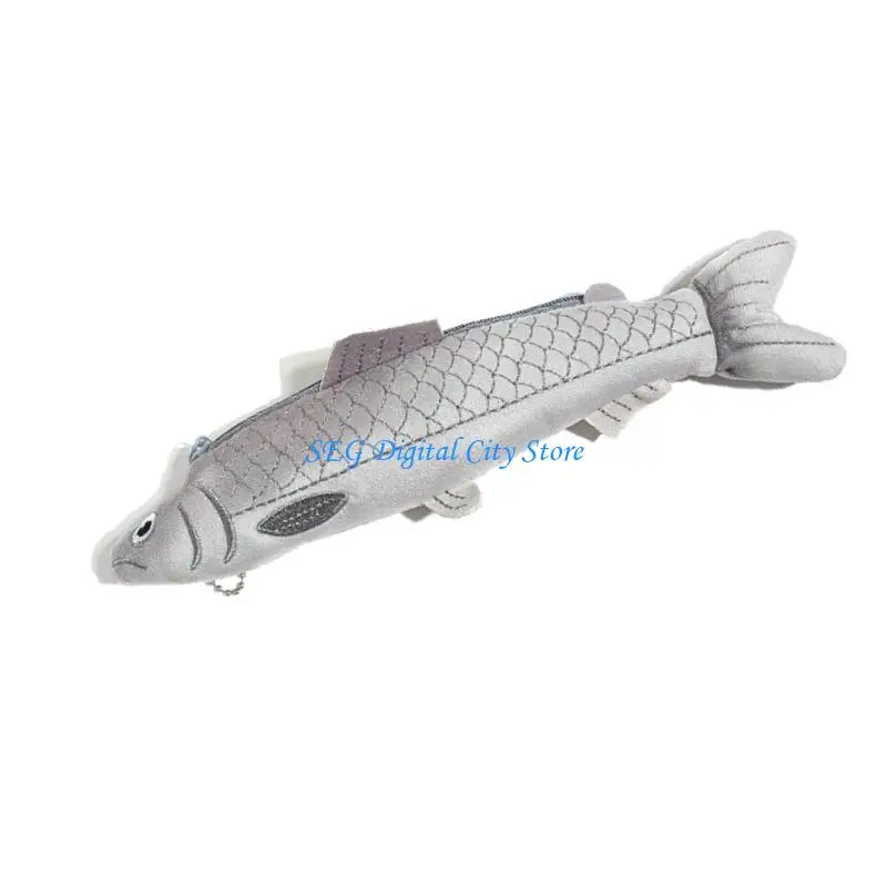 U75B Plush Fish Pencil Case Multifunctional Plush Pencil Pouches Portable Pen Organiser Storage Bag For School Offices