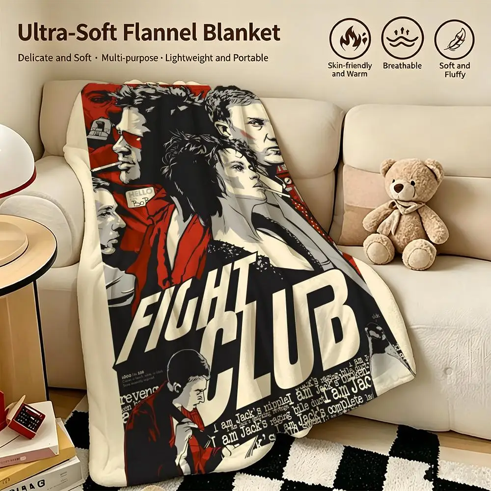 movie F-Fight Club-b Throw Warm Soft Flannel Blanket, Multi-use for Sofa Bed Camping Travel Nap