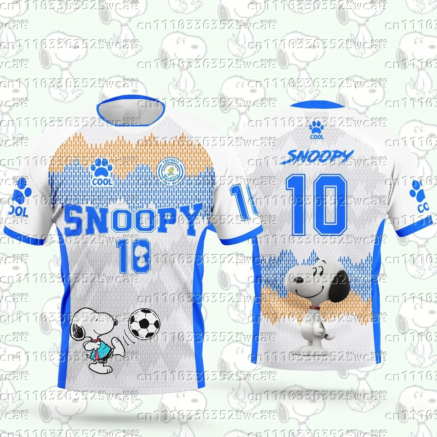 Potdemiel Brand Football Number 10 Jersey Snoopy Themed Summer Oversized T-shirt for Adults Family Matching2026