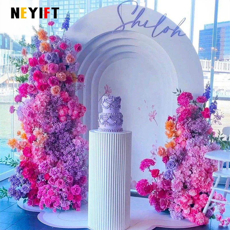 ترتيب صفوف الزهور لحفلات الزفاف ، إطار خلفية ، ديكور طاولة مركزية ، كرة زهرية ، ديكورات حفلات الولائم ، وردة وردية وحمراء ، ساخن #4