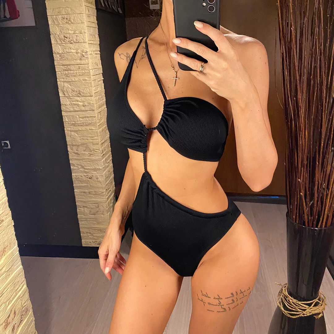 Sexy Cut-Out Asymmetrischer One-Shoulder-Badeanzug mit Rückenausschnitt, Monokini, Damen-Badebekleidung, einteiliger Badeanzug, Badeanzug für Damen, Badebekleidung, Badeanzug V4359 – Detail 4