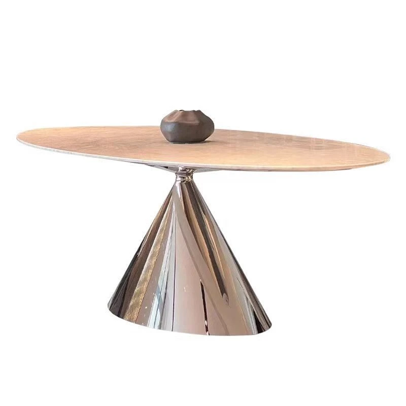 

Flying saucer dining table, Italian minimalist oval table, supercrystalline stone slate dining table