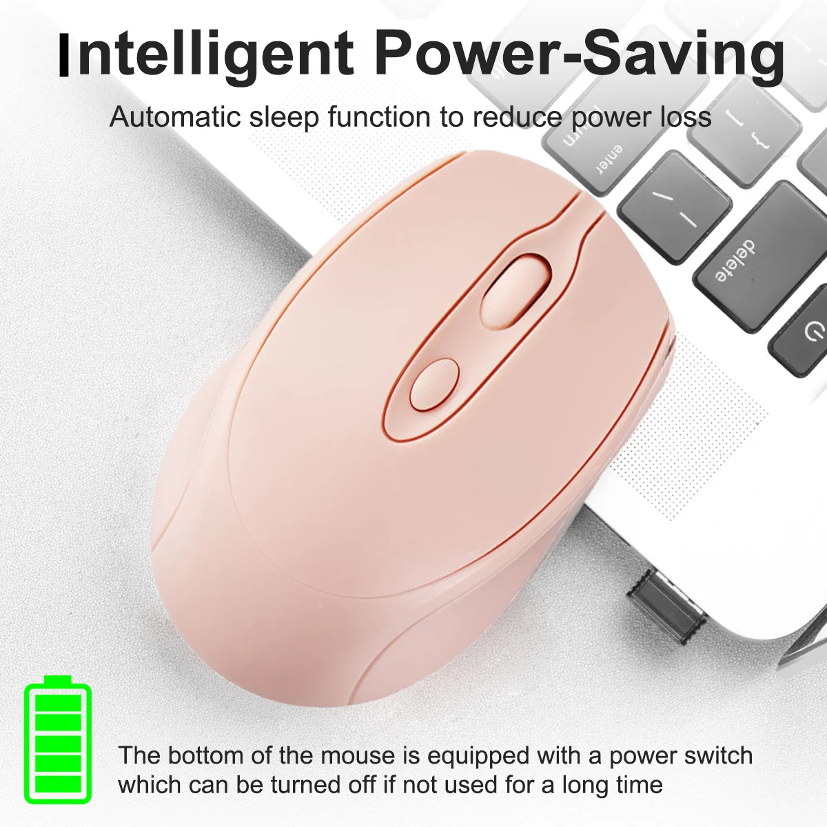 2.4G ماوس لاسلكي متوافق مع بلوتوث USB ماوس ألعاب صامت قابل لإعادة الشحن ماوس ألعاب لاسلكي للكمبيوتر المحمول ماك اللوحي #5