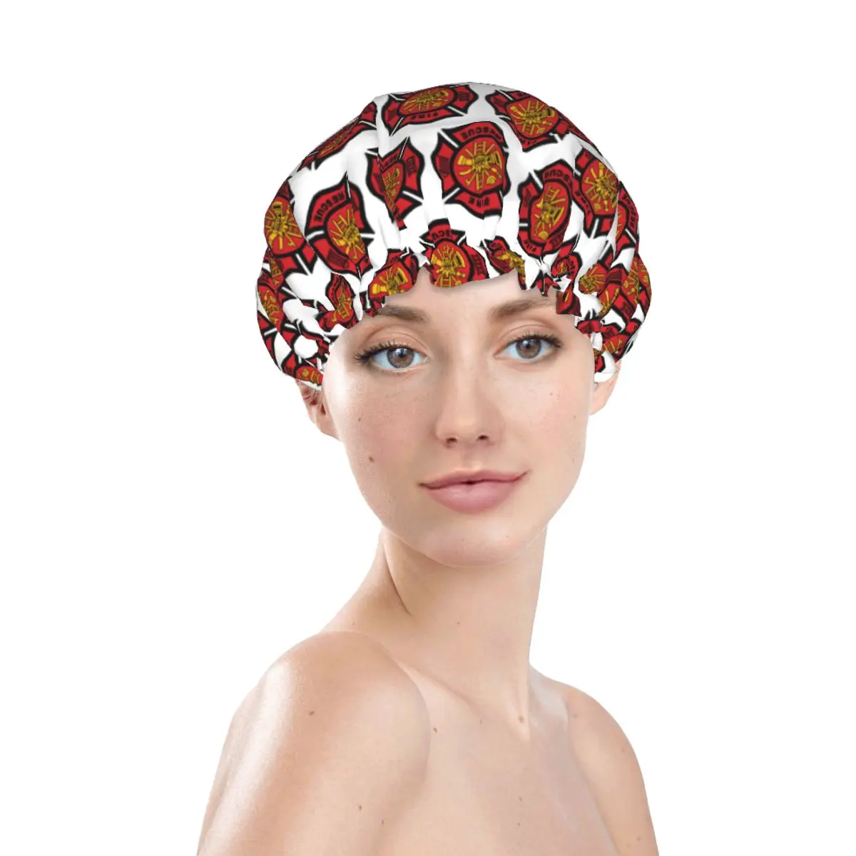 Fire Rescue Firefighter Best Shower Cap Women Waterproof Reusable Quick Drying Bath Hair Caps