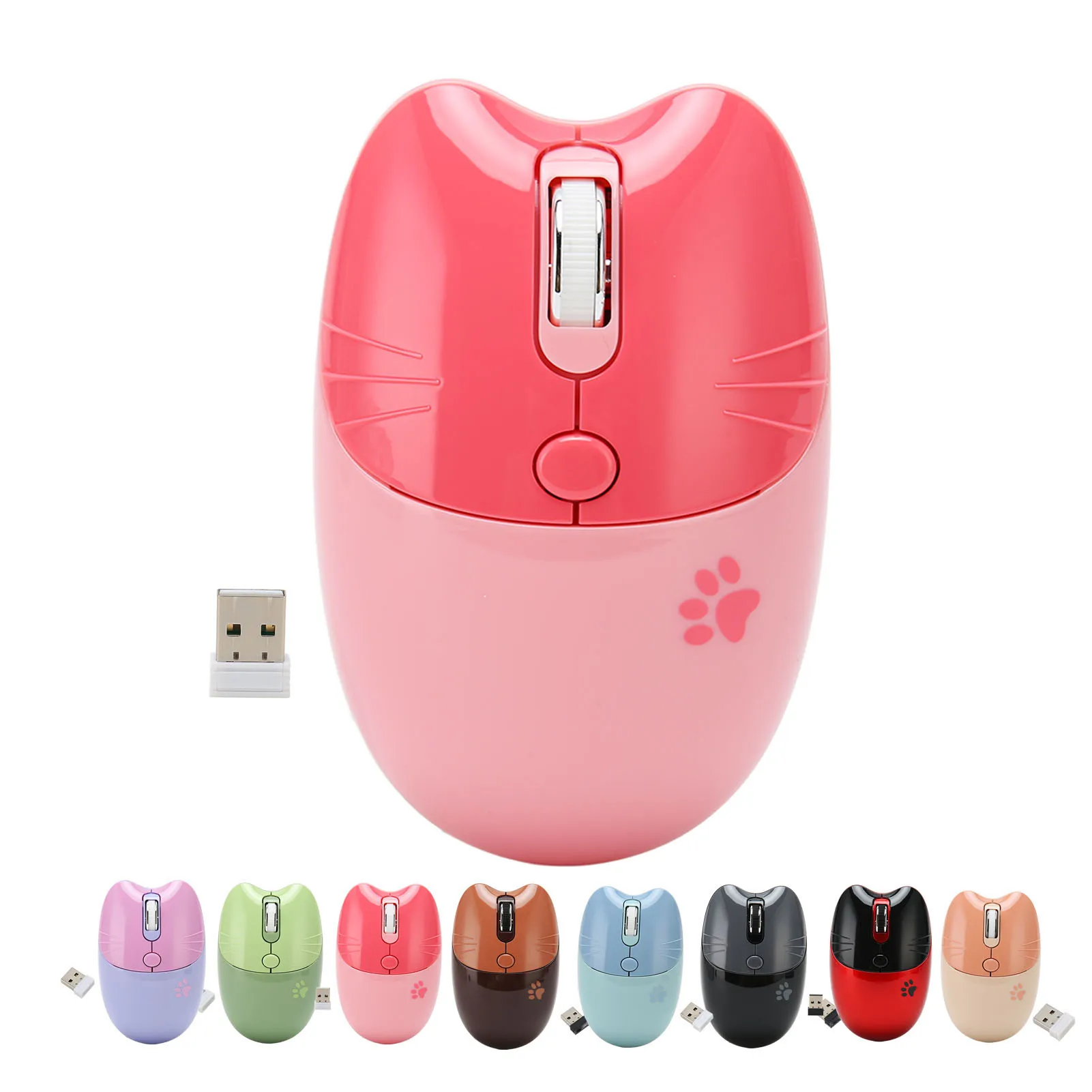 

Girl Mouse Mute Mouse Light Portable Auto Sleep Silent Click Plug and Play Adjustable DPI 2 Wireless Mode for Office