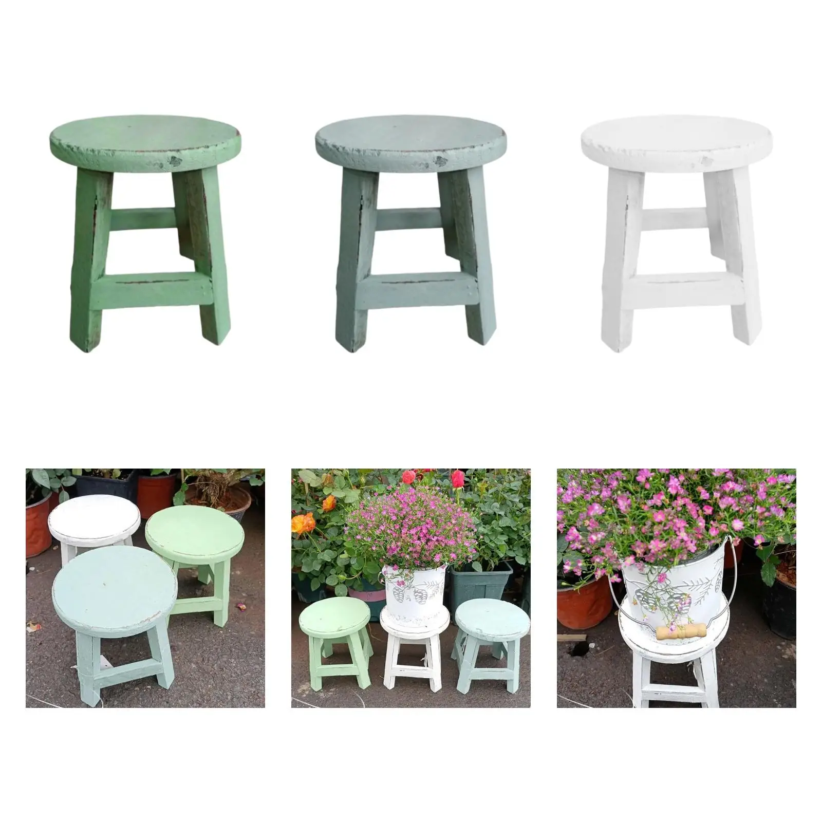 

Wooden plant stand, stool, flower pot rack, round, rustic, display stand, flower