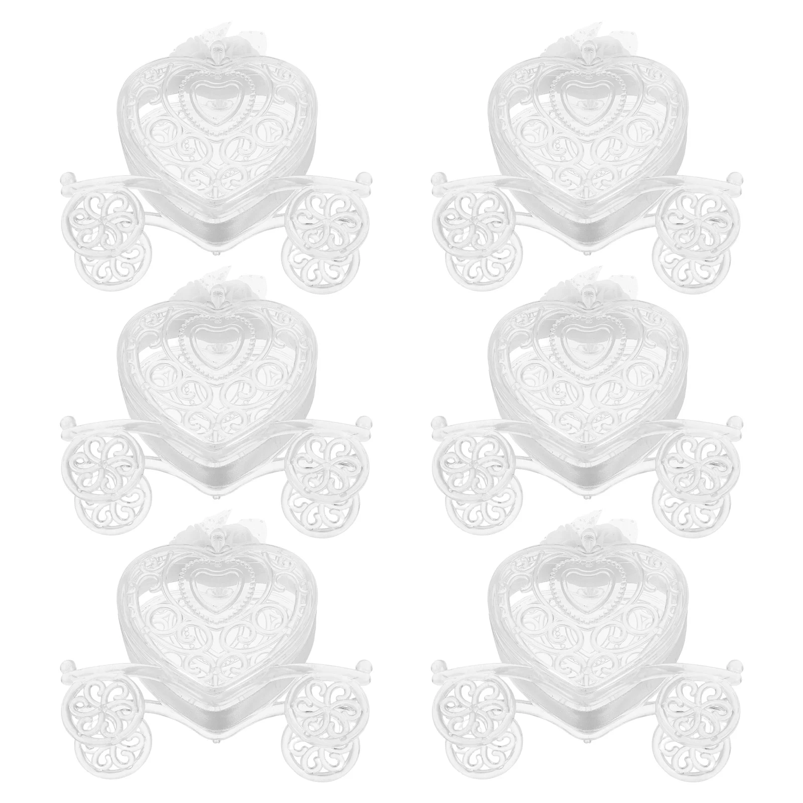 

6Pcs Heart Carriage Candy Box Clear European Style Chocolate Packaging Stable Carriage Shape for Wedding Party Favors Birthday