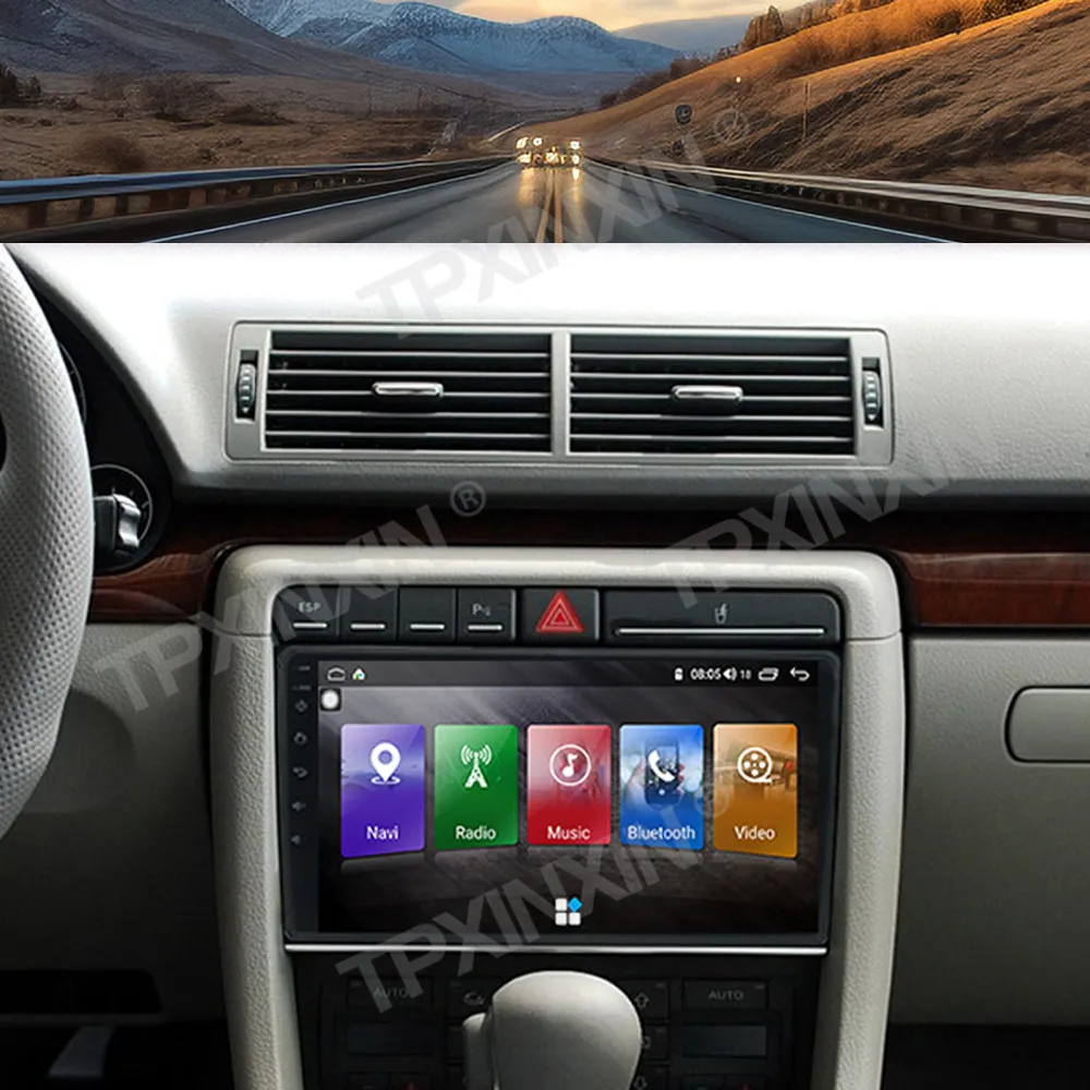 9.0 بوصة أندرويد 14.0 السيارات carplay لأودي A4 2002 إلى 2008 سيارة مشغل وسائط متعددة نظام تحديد المواقع والملاحة راديو اللمس scrren HD رئيس وحدة #2