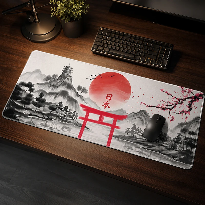 Mouse Pad Japanese-style Ink Wash Painting Gamer printon demand HD Mousepad XXL keyboard pad Soft Office Computer Mice Pad