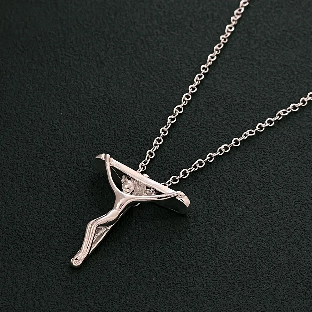 

Exquisite 925 silver jewelry, Jesus cross pendant with thin necklace, suitable for daily wear or gift giving