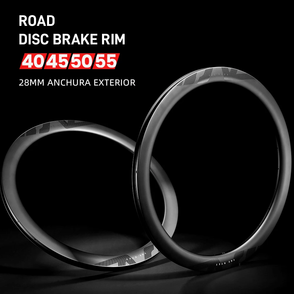 

RYET 700C Carbon Road Bike Rim 40mm 45mm 50mm 55mm 28MM Width Rim Clincher Tubeless Ready 24/24H Disc Brake Bicycle Parts